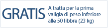Primo bagaglio gratuito inferiore a 23∘kg (50∘libbre) per ogni tratta del volo